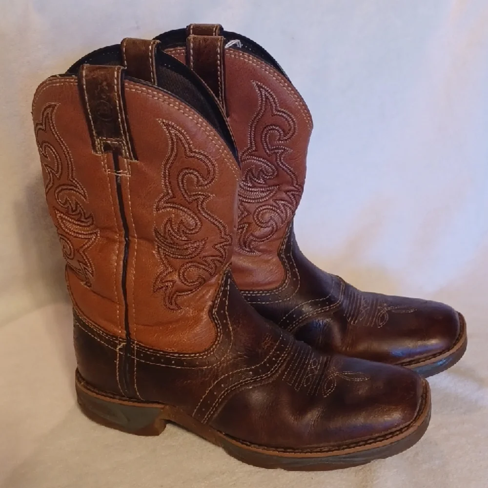 Tony Lama Rich Brown And Pink Boots Girls Size 3D